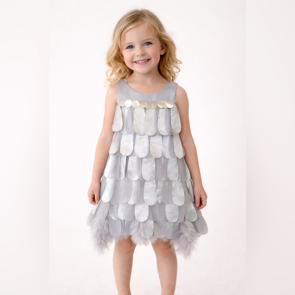 NEW Biscotti‎ Platinum Petals Girls Unique Party Dress sz 4 NWT